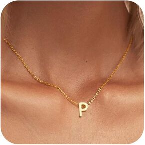 Initial Necklaces for Women Girls, 14K Gold Plated Letter A-Z Pendant Necklace Tiny Initial Necklace Birthday Gifts for Women Teen Girls