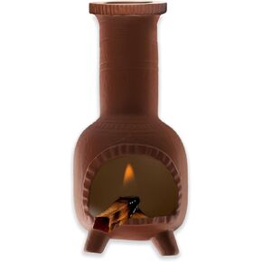 Palo Santo Holder, Mini Chiminea, Palo Santo Burner, Handmade Clay Chiminea, Mexican Style for Lighting Tea Lights Incense Holy Wood or Sage (Brown)