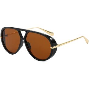 AIEYEZO Oversized Aviator Sunglasses for Women Men Retro Trendy Shield Sun Glasses Big Large Fashion Vintage Shades