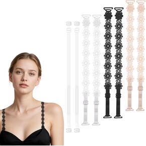 4Pairs Floral Bra Straps, Adjustable Flower Bra Strap Holders for Slipping Lace Lingerie Straps Decorative Accessories