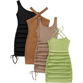 Breezy Lane 4 Pieces Short Dress for Women Sexy Club Bodycon Mini Party Dresses