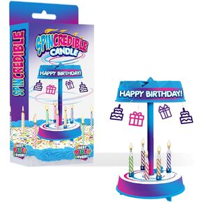 Spincredible Candle, Singing Candle-Powered Spinning Cake Topper, Reusable Birthday Candle, Fits Any Size Cake, Great for Birthdays, 1 Count