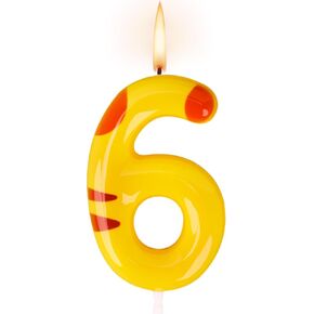 Cartoon Yellow Birthday Candles, Number Candles for Birthday Party Cake Decorations Supplies (Yellow, Number 5)