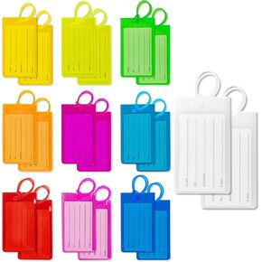 20 PCS علامات الأمتعة العلامات النيون ، علامة الأمتعة السيليكون PVC لحقائب حقائب تسميات علامات تعريف معرفات الهوية للأمتعة (ملونة)