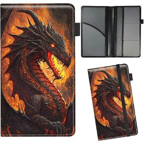 Car Insurance and Registration Card Holder for Women Men, Car Accessories Documents Organizer PU Leather Paperwork Wallet Case for Driver's License Key Information Cards, Flame Dragon
