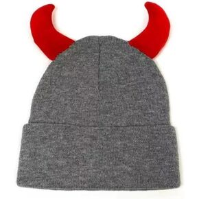 Devil Horn Beanie for Men Women Y2K Halloween Beanie Horns Emo Goth Accessories