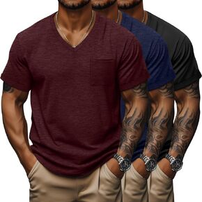 Neer 3 Pack Men's Big and Tall Vill Deck Pocket Therts ، قمصان قصيرة الأكمام 35 ٪ من القطن الصيف فضفاضة تناسب TEE