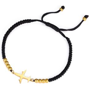 EUEAVAN Adjustable Airplane Bracelet Handmade Braided Rope Lucky Red String Bracelet Airline Pilot Jewelry Traveller Souvenir Gift for Flight Attendants Stewardess Women Men