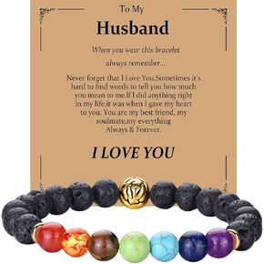 RANKEEF Bracelet For Men Tiger Eye Beads Bracelet Mens Beaded Bracelets To My Husband/Son/Men/Dad Confirmation Gifts, With Meaningful Card Gifts For Birthday Fathers Day