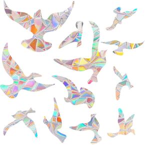 Window Bird Stickers Anti-Collision, 24 Rainbow Film for Glass, Vinyl 3D Decals, Multicolor, Contemporary Style, Outdoor Use