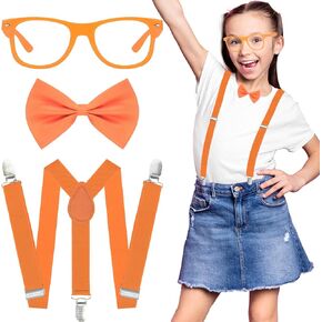 3 PCS Blue Orange دور يلعب دور Orange Orange Sumbender Bow Tie لمدة 101 يومًا من ملابس World World Week Party Assume