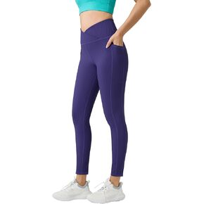 Aaray Women V Crossover legga leggings مع جيوب جانبية ، عالي الخصر تمرين الرياضة اليوغا 25 بوصة
