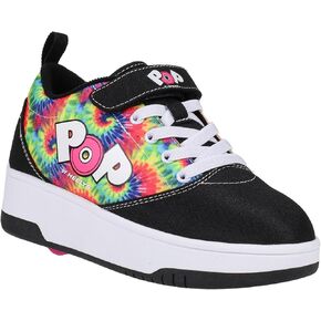 Heelys POP PRO Prints Wheeled Heel Shoe, Black/N. Pink/Tye DYE, 13 US Unisex Big Kid