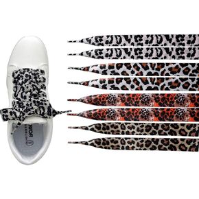 4 Pairs Leopard Shoe Laces,Ribbon Shoe Laces Women 47Inch Length With 0.78 Inch Width,Fashion Satin Shoelaces for Womens Sneakers
