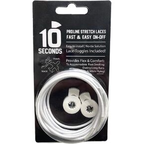10 Second Men's Elastic Laces White 1 Size