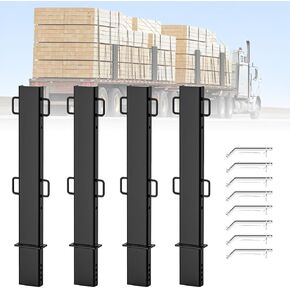 30" Adjustable C Channel Pipe Stakes 4 PCS, Upgraded Trailer Stake Sides for Flatbed Trucks and Trailer Hauler, Heavy Duty Trailer Stake Pocket Accessories with 4 Adjustable Holes