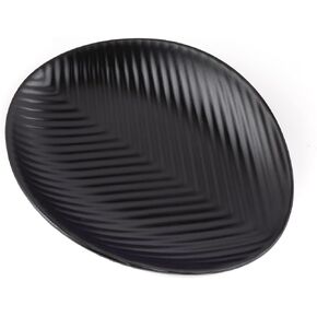 Framendino, A5 Melamine Jewelry Dish Trinket Tray Ring Holder Keys Organizer Bowl for Food Entryway Dresser Decor Frosted Black Stripe