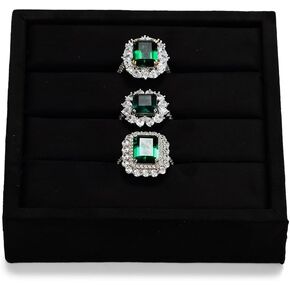 Ring Display Tray Jewelry Holder Display Organizer Velvet For Jewelry Stud Earring Organizer Ring Earrings Display Organizer Tray(Black)