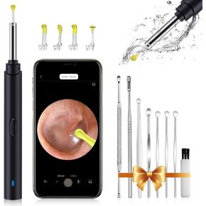 Ear Wax Removal, Ear Cleaner Kit, Ear Wax Removal Tool with Camera, with 1080P HD Wireless Ear Otoscope with 6 LED Lights, for Adult, Kids and Pets, for iPhone, iPad, Android Smart Phone