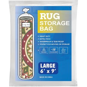 Plastic Rug Storage Bag with Zip Tie,4 Mil Heavy Duty 9' x 12', Ideal for Moving, Packaging, and Storage (Giant)