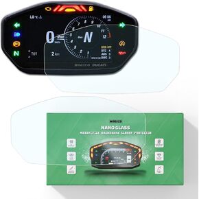 Motorcycle Nano Glass Dashboard Screen Protector Kit for Ducati Panigale V2 2020-2024 / Supersport 937 950 2017+ / Streetfighter V2 2021-2024 / Hypermotard 950 2019+ (2 x Ultra Clear)