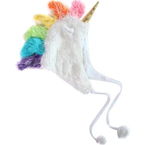 Plush Soft Fuzzy Unicorn Adult Hat (White),Large
