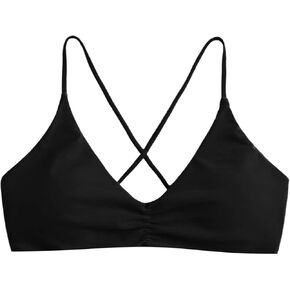 SHENHE Women's Lace Up Bikini Top Criss Cross Tie Back V Neck Padded Swimsuit Top Swimwear