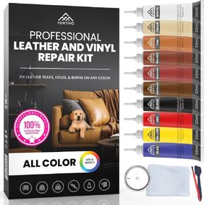 Leather and Vinyl Repair Kit for Furniture, Leather Scratch Repair for Upholstery and Boats, Easy Color Match, All-in-One Color Restorer for Jackets, Purses, and Shoes