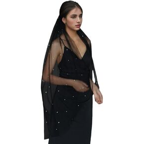 Jiahg الزفاف الكاثوليكي الحجاب الأسود مع مشط راقصة الزفاف راقصة الهالوين أزياء الرأس Tulle Party Adeval Aways Veil in Kuwait