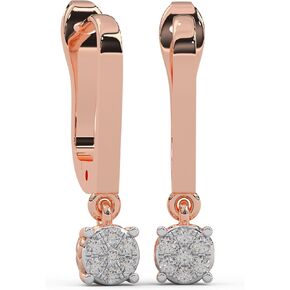 0.13 Cttw Round Cut Natural Diamond (Color: I-J,Clarity: I2-I3) Drop Dangle Earrings for Women | Crafted in 925 Sterling Silver|In 14K Rose Gold and Yellow Gold Plating