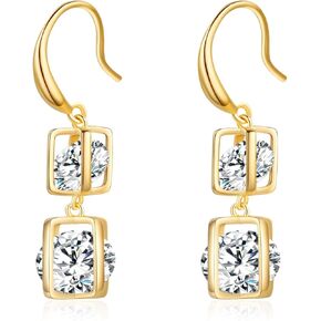 Platinum Plated or 18K Gold Plated or 18K Rose Gold Plated Cubic Zirconia Drop Earrings - Gifts for Women