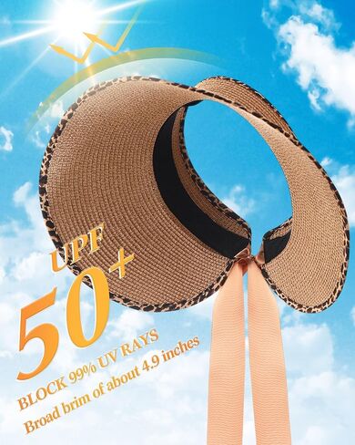 JaGely 3 Pieces Foldable Straw Sun Visors Hats Wide Brim Ponytail Summer Beach Hat Adjustable Sun Protection Hats for Women in Saudi Arabia