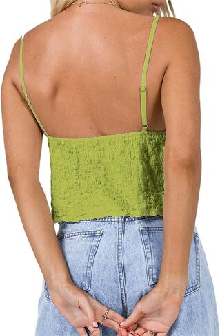 Women Tie Front Top Y2k Flowy Smocked Ruffle Backless Summer Going Out Tops in Kuwait