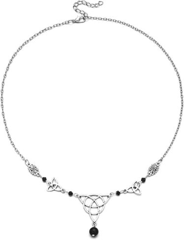 Merroyal Women Gothic Head Chain Crystal Pendant Headpieces Gypsy Boho Celtic Knot Hairband Halloween Hair Acessories (Silver and Black) in Kuwait
