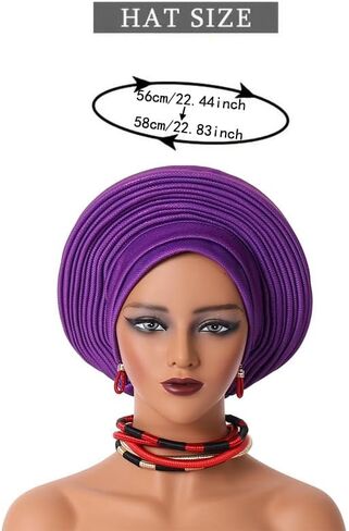 مسبقا مقبلات القبعة القبلة الإفريقية للنساء النيجيري Aso Oke Headtie Auto Gele Wrap for Wedding Party-200g in Kuwait