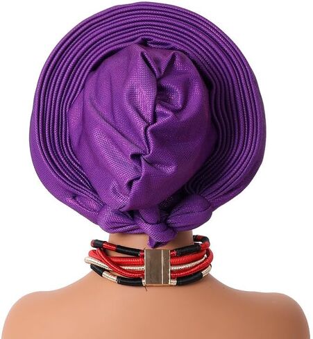 مسبقا مقبلات القبعة القبلة الإفريقية للنساء النيجيري Aso Oke Headtie Auto Gele Wrap for Wedding Party-200g in Kuwait