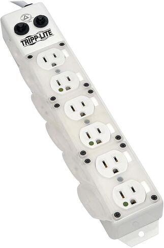 Tripp Lite Safe-IT Medical Grade Power Strip for Patient Care Vicinity, 6 Hospital-Grade Outlets, 120V, 15 ft. Right-Angle Cord, UL 1363A, White (PS-615-HG-OEMRA) in Saudi Arabia