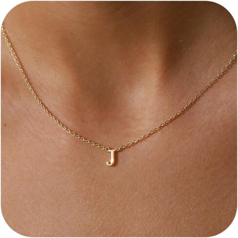 Initial Necklace for Women, 14k Gold Plated Dainty Gold Letter Necklace, Personalized Initial Pendant Necklace Gold Choker Necklace for Women in Kuwait