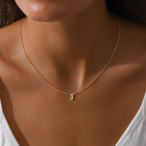 Initial Necklace for Women, 14k Gold Plated Dainty Gold Letter Necklace, Personalized Initial Pendant Necklace Gold Choker Necklace for Women in Kuwait