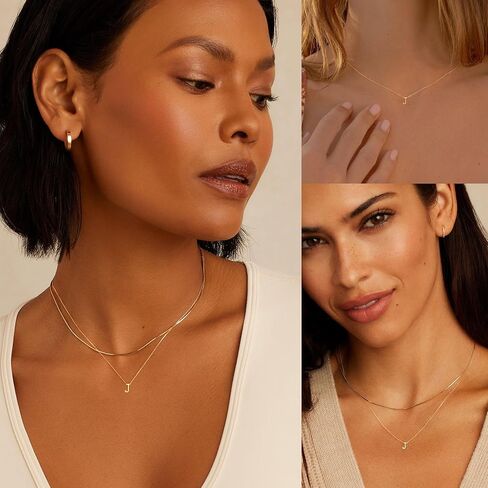 Initial Necklace for Women, 14k Gold Plated Dainty Gold Letter Necklace, Personalized Initial Pendant Necklace Gold Choker Necklace for Women in Kuwait