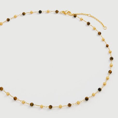 قلادة Dremmy Studios Gold Choker Necklace for Women 14k Gold Plated Stone Handmade Handmed Serven Link Necklace for Jewelry Gift in Kuwait