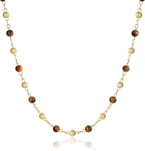 قلادة Dremmy Studios Gold Choker Necklace for Women 14k Gold Plated Stone Handmade Handmed Serven Link Necklace for Jewelry Gift in Kuwait
