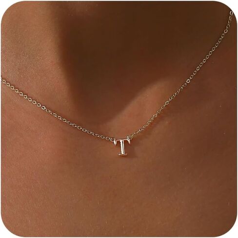 Initial Necklace for Women, 14k Gold Plated Dainty Gold Letter Necklace, Personalized Initial Pendant Necklace Gold Choker Necklace for Women in Kuwait