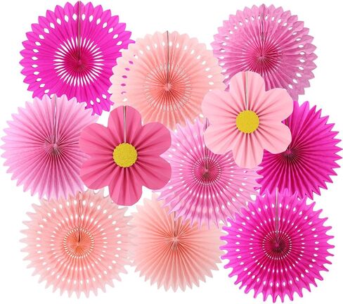 zilue Paper Fans Party Decorations Paper Flowers Decorations for Wall Classroom Floral Backdrop Baby Shower Birthday Party Flower Wall Decor Pack of 11 Blue in Kuwait