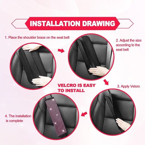 2PCS Universal Car Interior Accessories Bling Safety Belt Covers for Womens Bling Safety Belt Covers Car Safety Belt Strap Cover Shoulder Pad Fit for Car/Truck/SUV (Pink) in Saudi Arabia