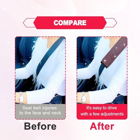 2PCS Universal Car Interior Accessories Bling Safety Belt Covers for Womens Bling Safety Belt Covers Car Safety Belt Strap Cover Shoulder Pad Fit for Car/Truck/SUV (Pink) in Saudi Arabia