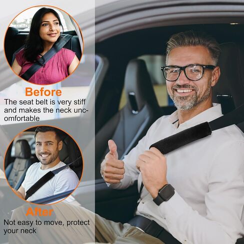 HARFINGTON 6pcs Car Seat Belt Pad Soft Fiber Seatbelt Shoulder Strap Covers Comfortable Driving Cushion Universal Car Accessories for Car, Taupe in Saudi Arabia