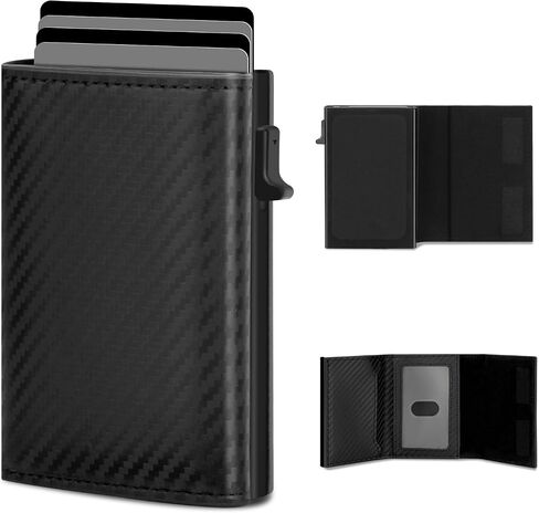 Wallet for Men-RFID Blocking Pop Up Card Holder, Slim Metal Case, Magnetic Closure, 9-14 Card Capacity, ID Window, Cash Slot, Anti-Theft Protection, Minimalist Carbon Fiber Style in Saudi Arabia