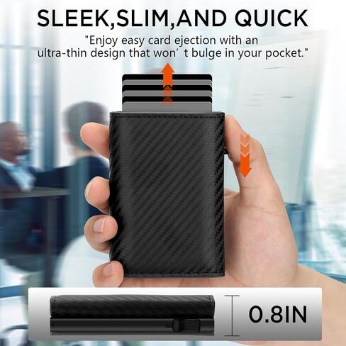 Wallet for Men-RFID Blocking Pop Up Card Holder, Slim Metal Case, Magnetic Closure, 9-14 Card Capacity, ID Window, Cash Slot, Anti-Theft Protection, Minimalist Carbon Fiber Style in Saudi Arabia