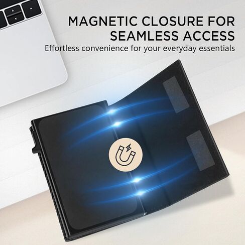 Wallet for Men-RFID Blocking Pop Up Card Holder, Slim Metal Case, Magnetic Closure, 9-14 Card Capacity, ID Window, Cash Slot, Anti-Theft Protection, Minimalist Carbon Fiber Style in Saudi Arabia